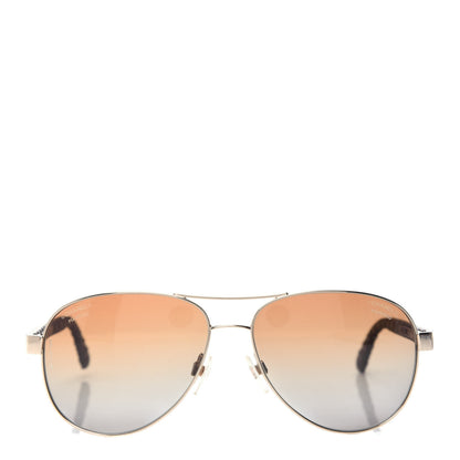 Chanel Pilot Summer Polarized Quilted Aviator Sunglasses 4204-Q Gold Brown 2 of 8