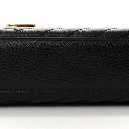 Saint Laurent Grain De Poudre Matelasse Chevron Large Monogram Satchel Black 13 of 15