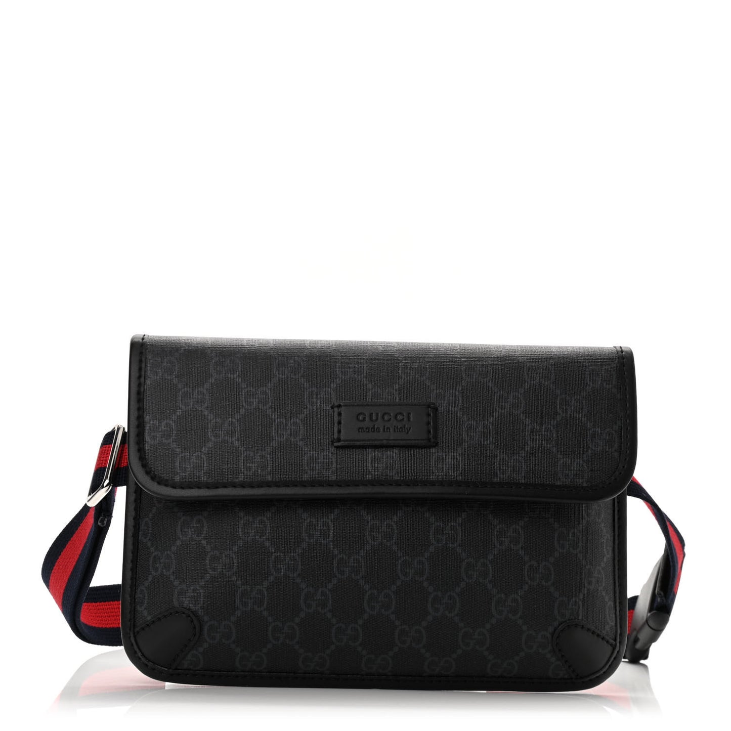 GG Supreme Monogram Web Slim Belt Bag Black Grey