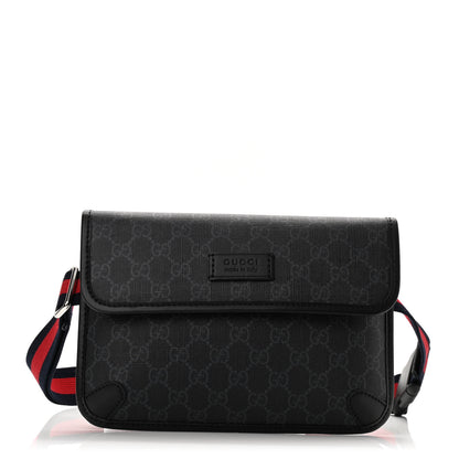 Gucci GG Supreme Monogram Web Slim Belt Bag Black Grey 1 of 11