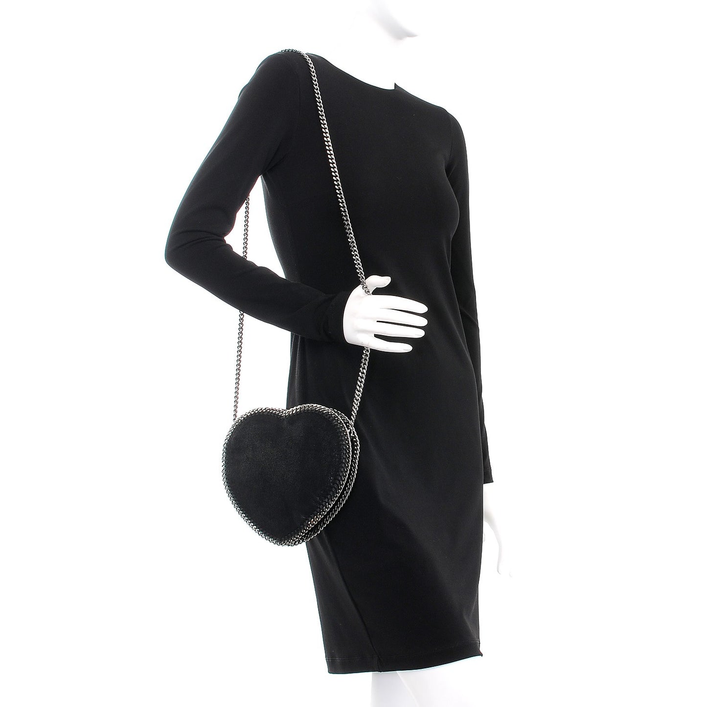 Shaggy Deer Falabella Heart Crossbody Bag Black