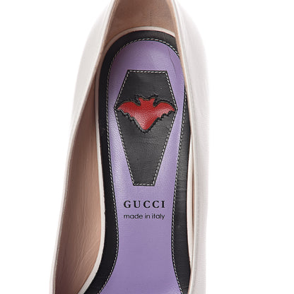 Gucci Calfskin GG Bow Sadie Spike Mid Heel Pumps 36.5 White 6 of 8