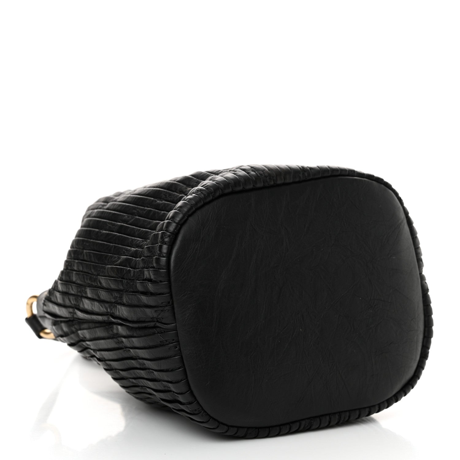 Chanel Iridescent Crumpled Calfskin Coco Pleats Small Drawstring Bag Black 4 of 10