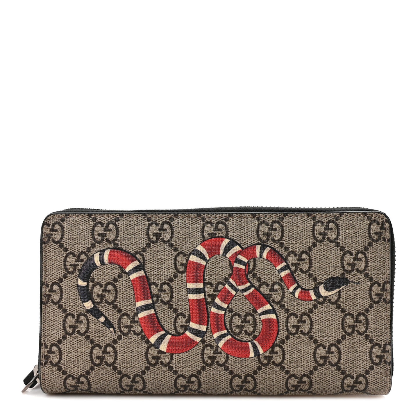 GG Supreme Monogram Kingsnake Zip Around Wallet Black