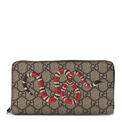 Gucci GG Supreme Monogram Kingsnake Zip Around Wallet Black 1 of 7