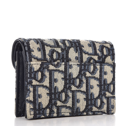 Christian Dior Oblique Saddle Card Holder Blue 3 of 8