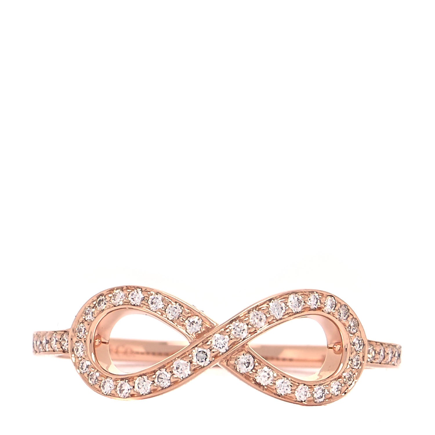 Tiffany 18K Rose Gold Diamond Infinity Ring 53 6.25 1 of 6
