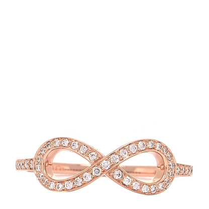 Tiffany 18K Rose Gold Diamond Infinity Ring 53 6.25 1 of 6