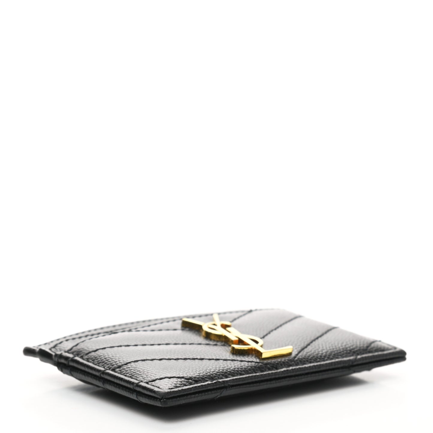 Grain De Poudre Matelasse Chevron Monogram Credit Card Case Black