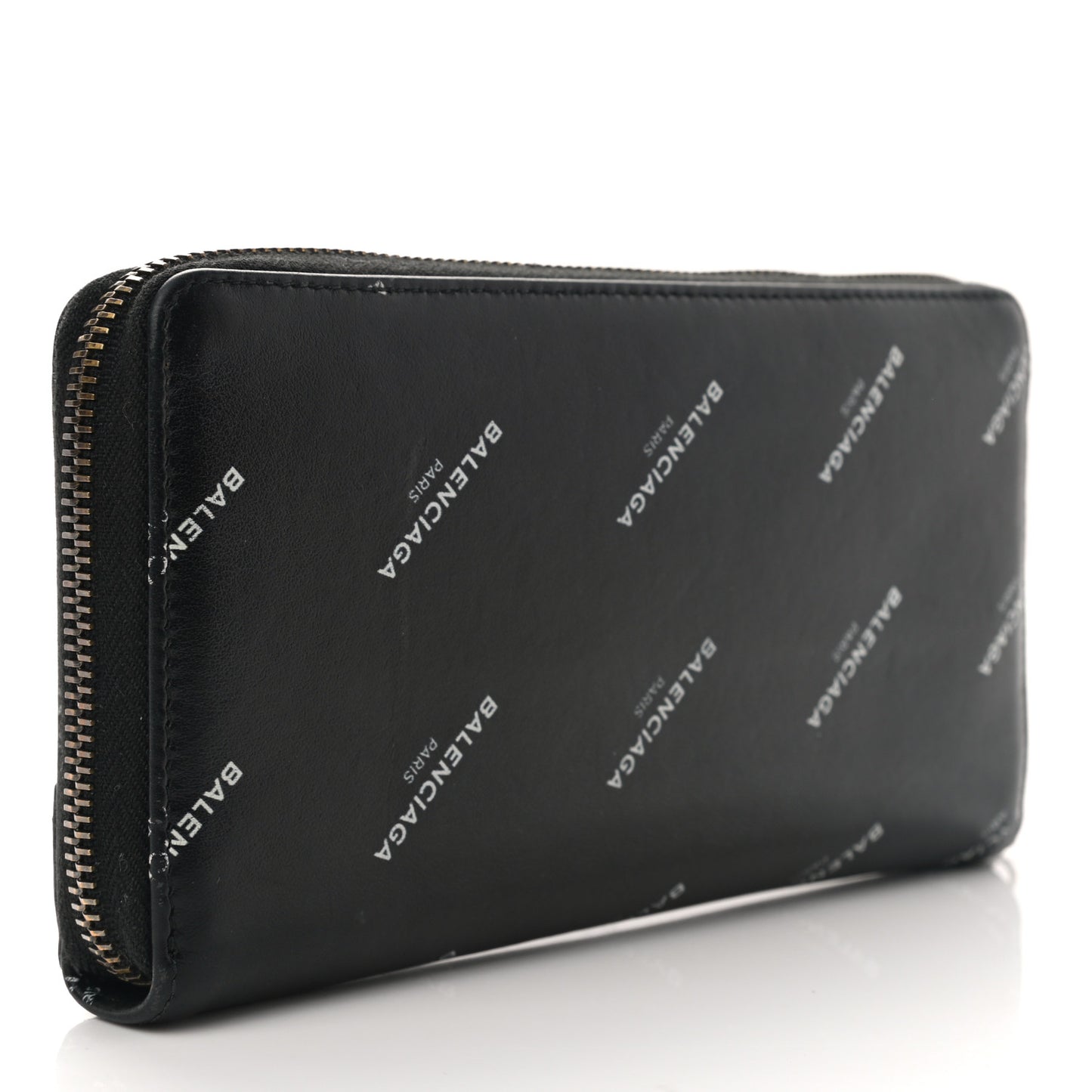 Lambskin Allover Logo Classic Hardware Continental Zip Around Wallet Black