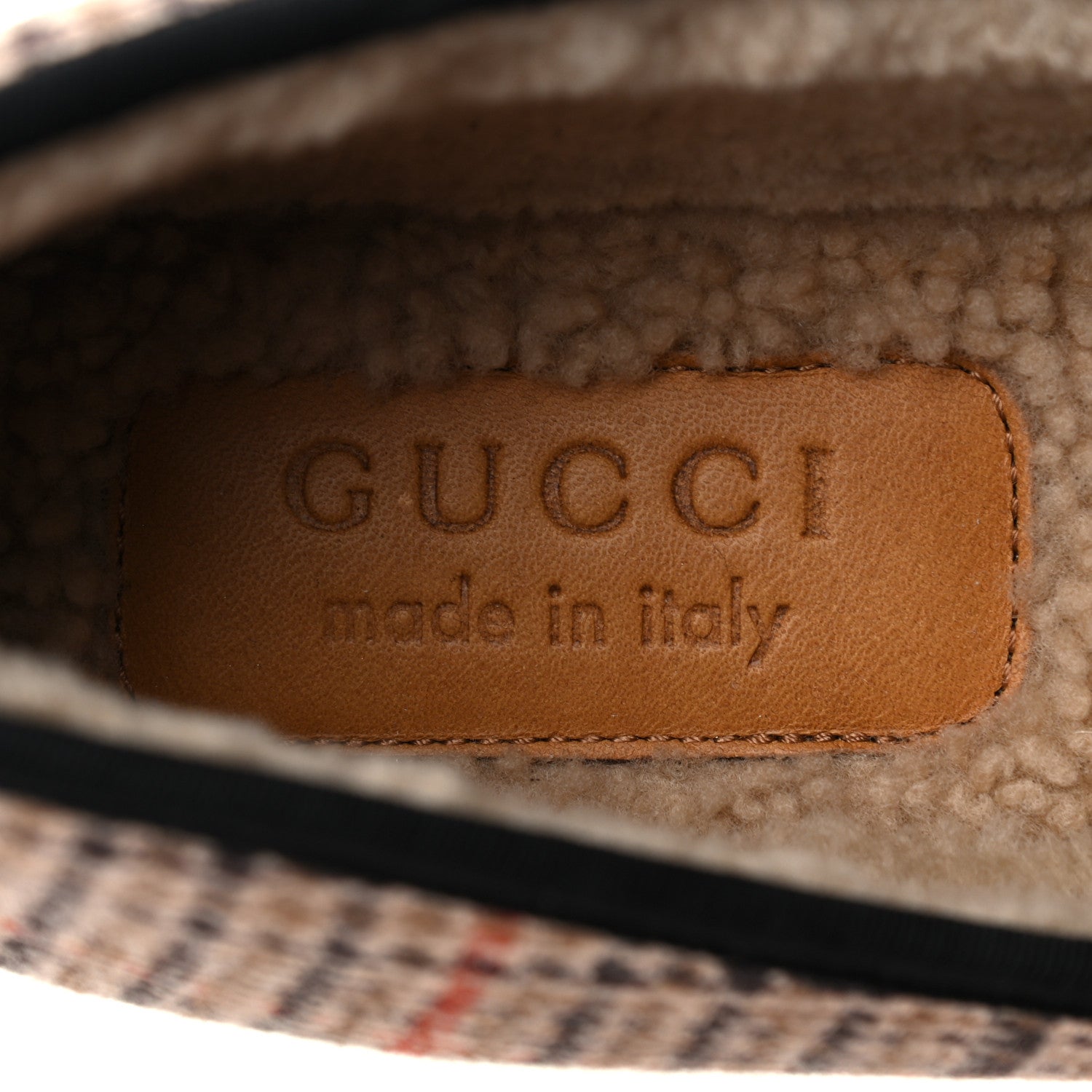 Gucci Wool Tweed Plaid Houndstooth Mens Fria Horsebit Loafers 7 Mahogany Black 7 of 8