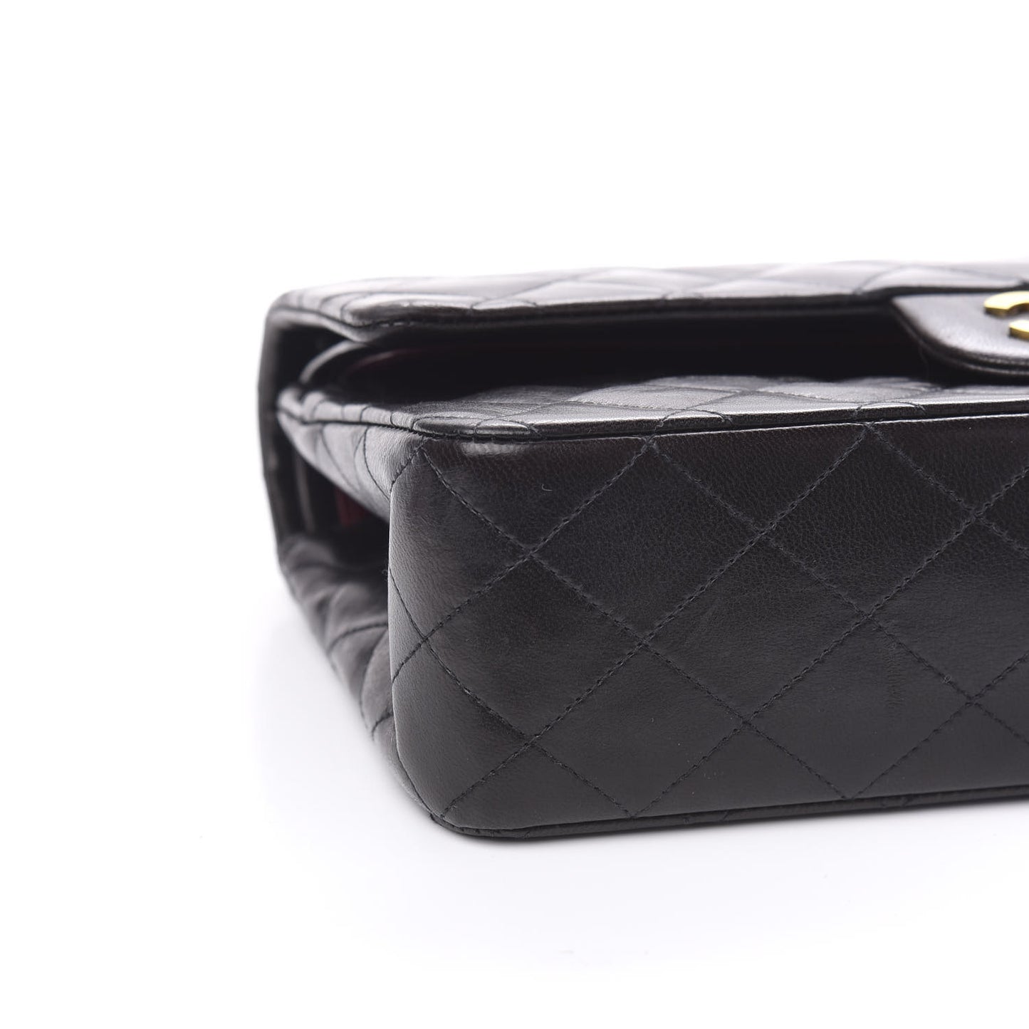 Lambskin Quilted Medium Double Flap Black