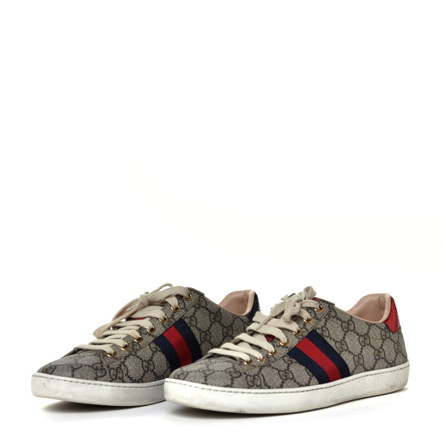 Gucci GG Supreme Monogram Ayers Web Womens Ace Sneakers 39 Beige 3 of 12