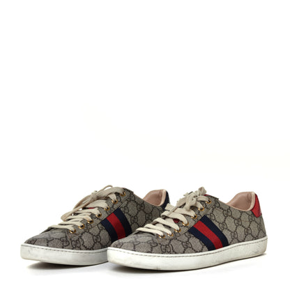 Gucci GG Supreme Monogram Ayers Web Womens Ace Sneakers 39 Beige 3 of 12