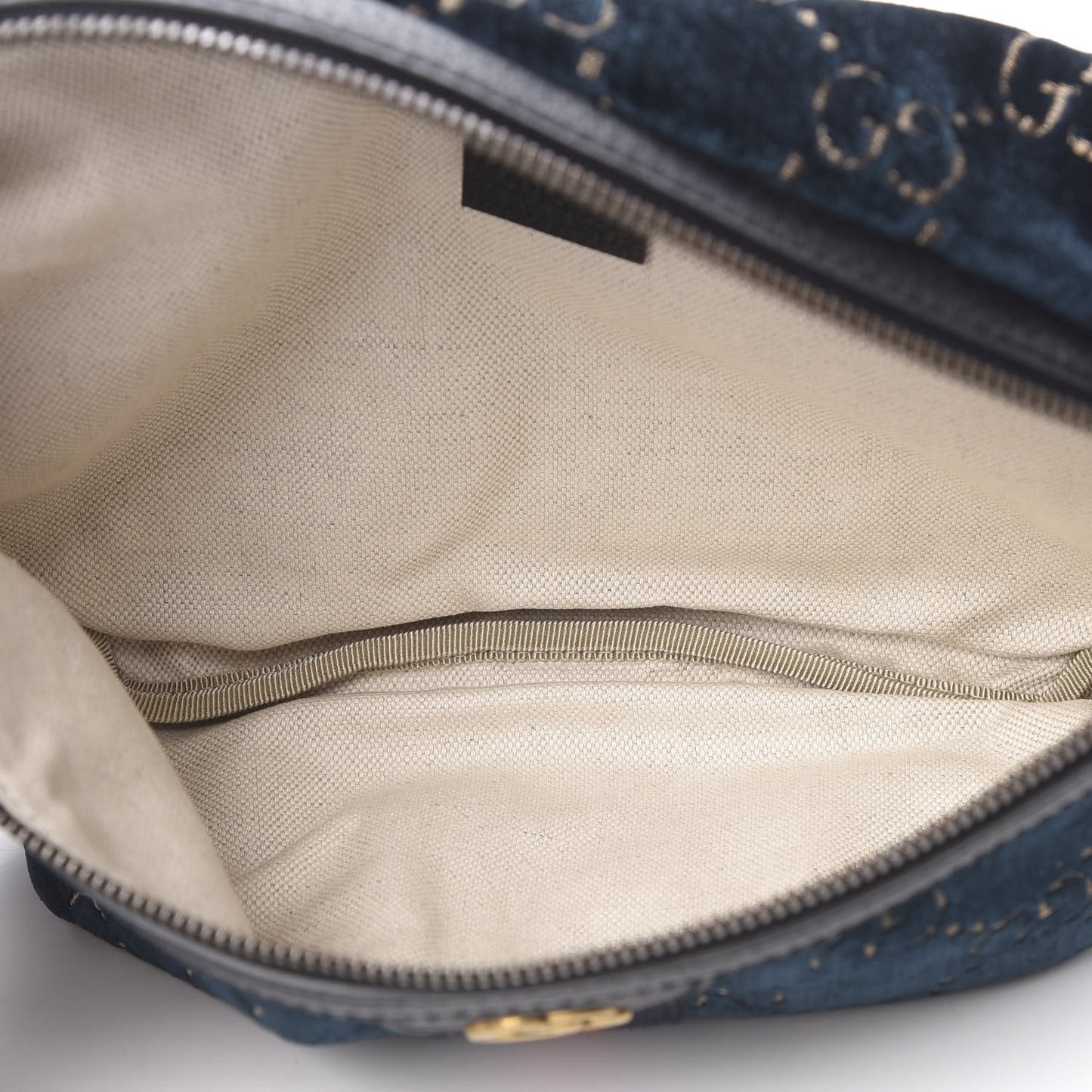 Velvet GG Monogram Web Belt Bag Blue Beige