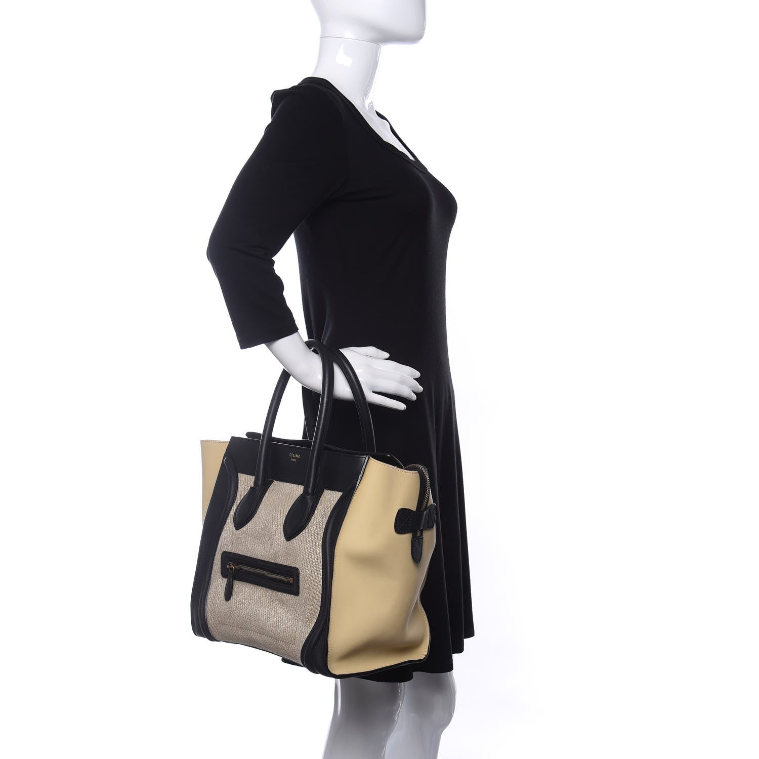 Celine Raffia Smooth Calfskin Mini Luggage Beige 2 of 11
