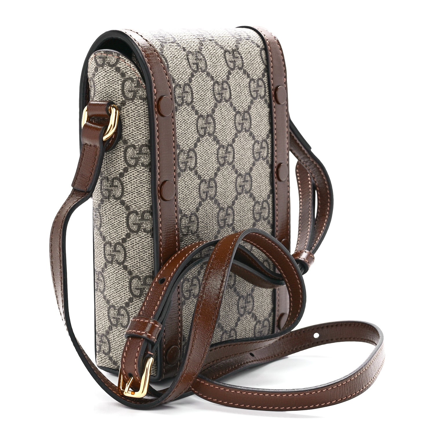 Gucci GG Supreme Monogram Mini Horsebit 1955 Crossbody Bag Beige Brown Sugar 3 of 11