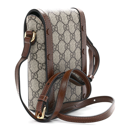 Gucci GG Supreme Monogram Mini Horsebit 1955 Crossbody Bag Beige Brown Sugar 3 of 11