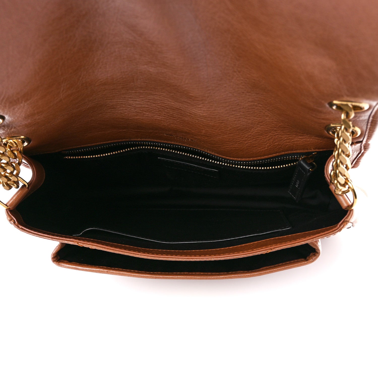 Saint Laurent Crinkled Calfskin Matelasse Monogram Medium Niki Chain Satchel Caramel 5 of 11
