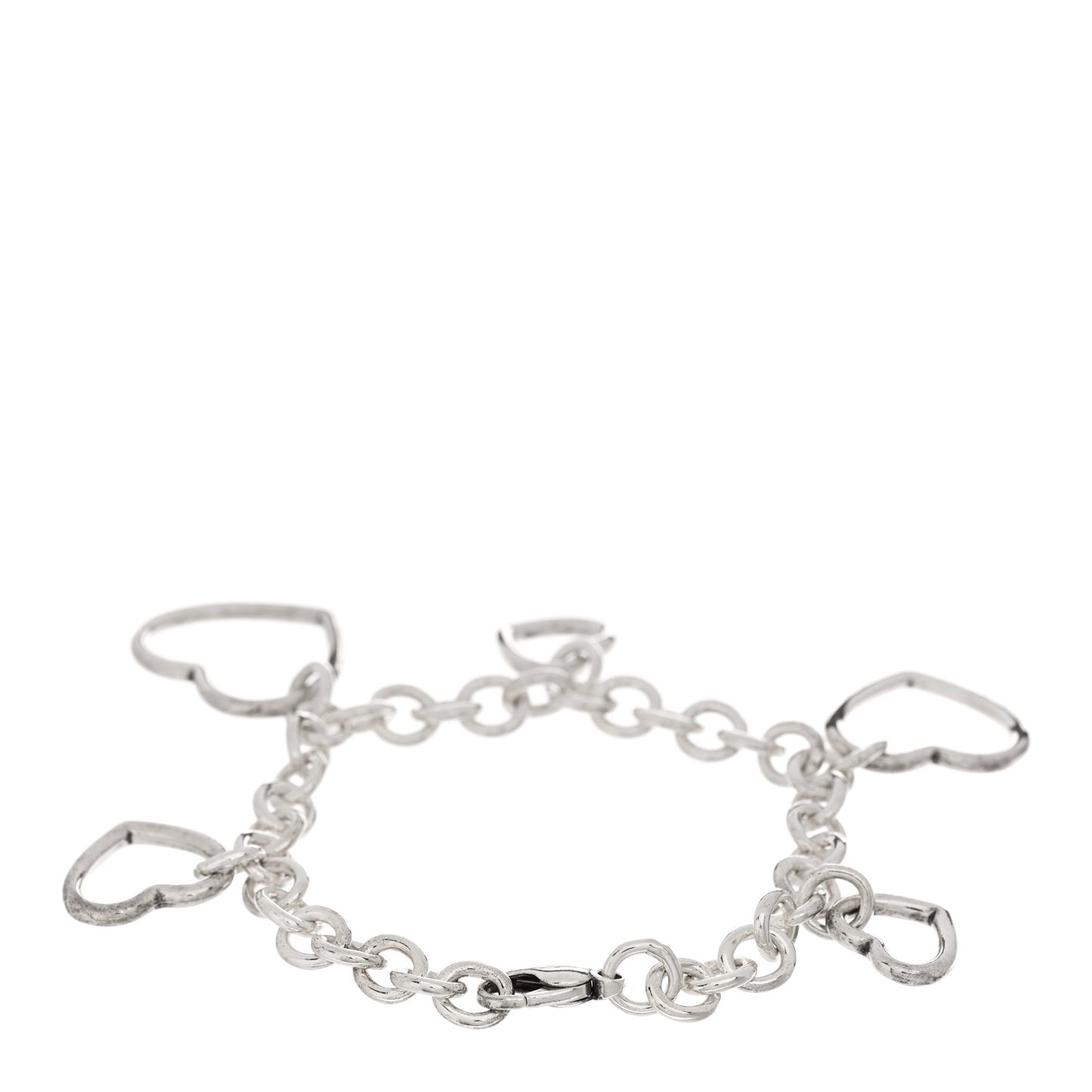 Sterling Silver 5 Heart Charm Bracelet