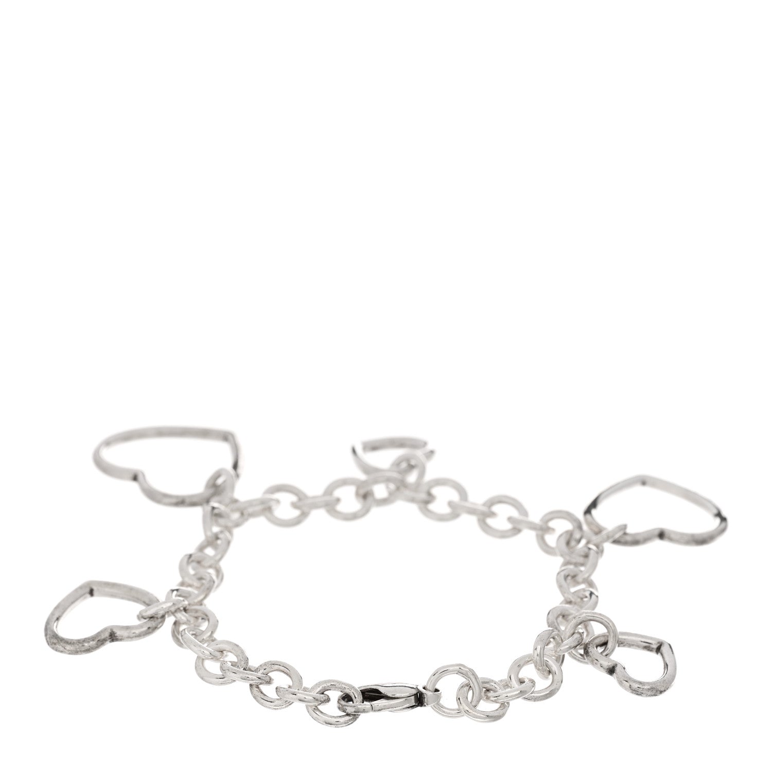 Tiffany Sterling Silver 5 Heart Charm Bracelet 2 of 3