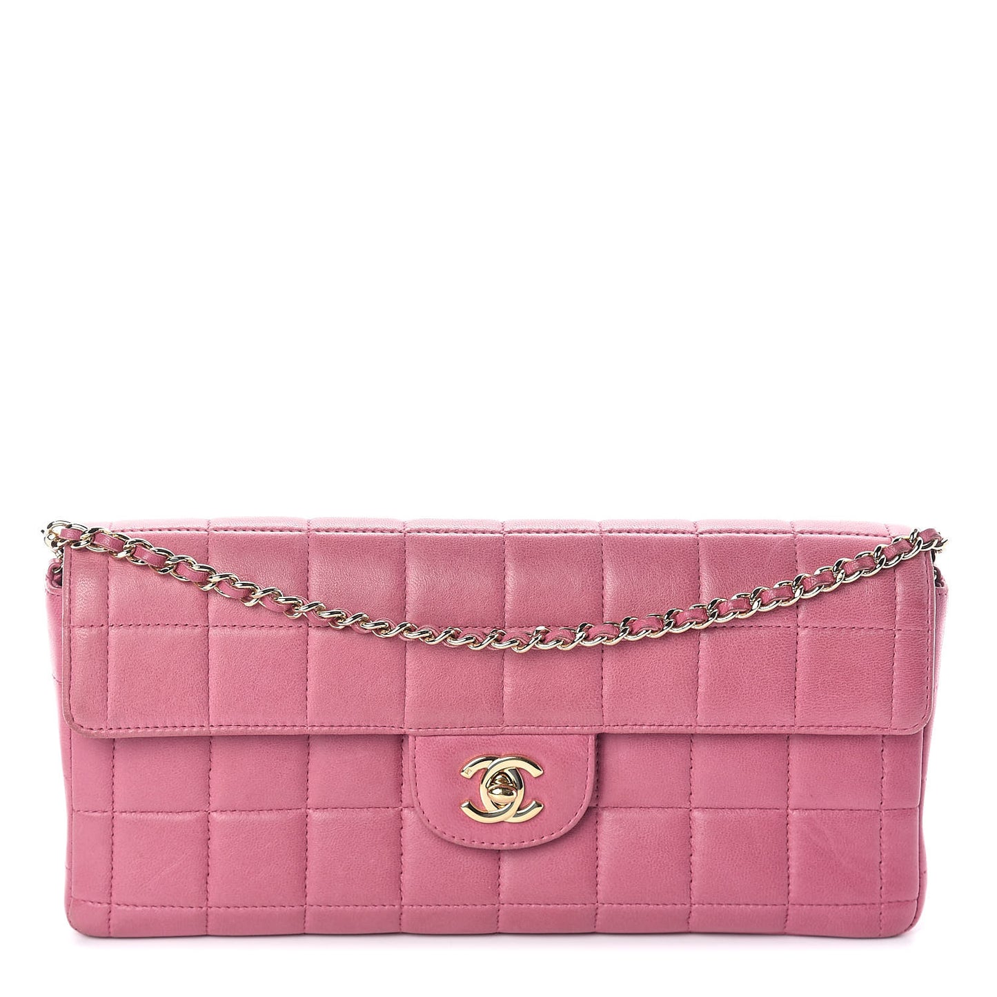 Lambskin East West Chocolate Bar Flap Pink