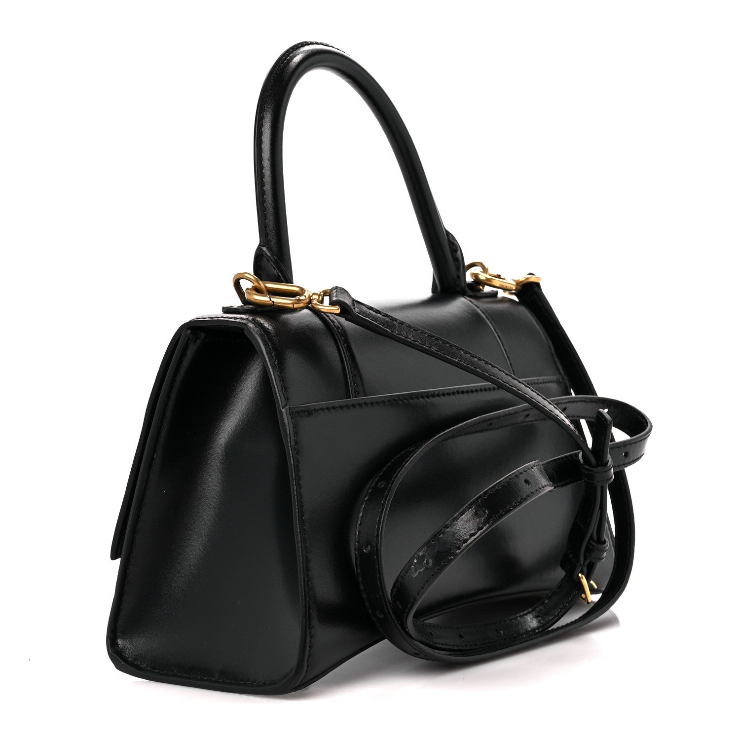 Balenciaga Shiny Box Calfskin Small Hourglass Top Handle Bag Black 3 of 10