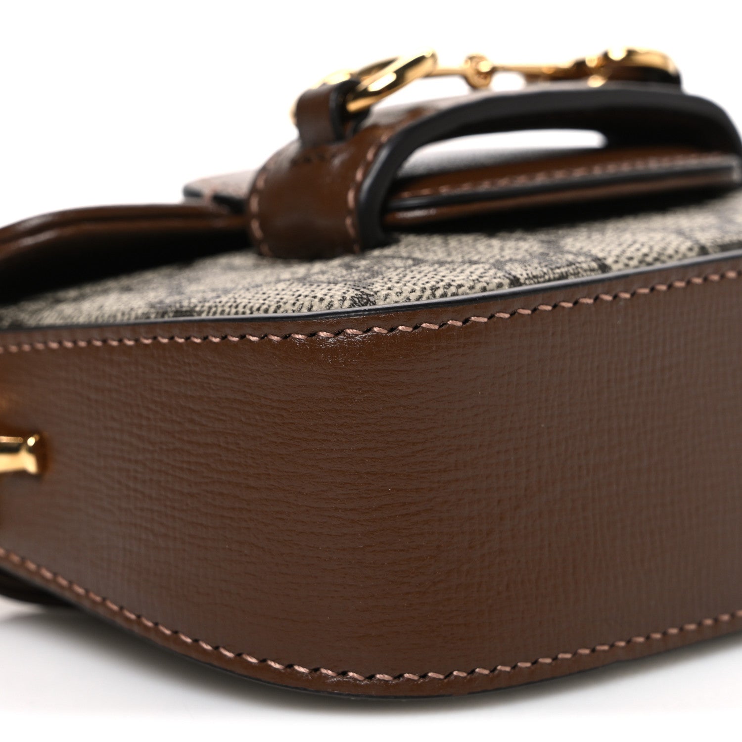 Gucci GG Supreme Monogram Azalea Calfskin Web Horsebit 1955 Wallet On Strap Beige Ebony Brown Sugar 9 of 10
