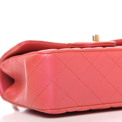 Chanel Iridescent Lambskin Quilted Mini Top Handle Rectangular Flap Red 6 of 10