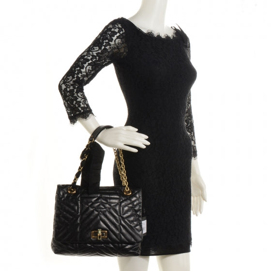 Lanvin Quilted Calfskin Happy Medium Shoulder Bag Black 2 of 8