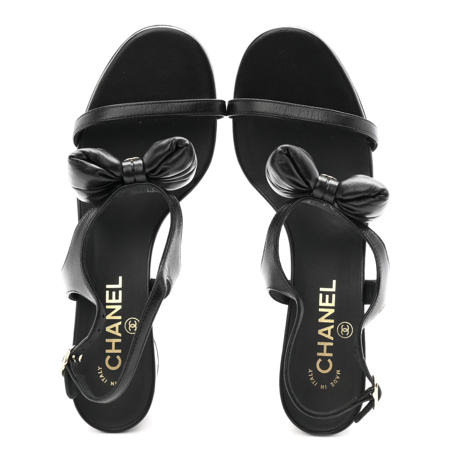 Chanel Lambskin CC Bow 55mm Sandals 38.5 Black 2 of 10