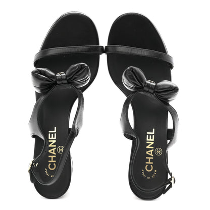 Chanel Lambskin CC Bow 55mm Sandals 38.5 Black 2 of 10