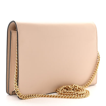 Fendi Vitello King Tamponato Logo Embossed Medium Wallet On Chain Poudre 3 of 12