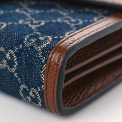 Gucci New Denim GG Monogram Dollar Calfskin Enamel Mini Dionysus Chain Wallet Blue Tea Cuir Epilog Electric Blue 9 of 10