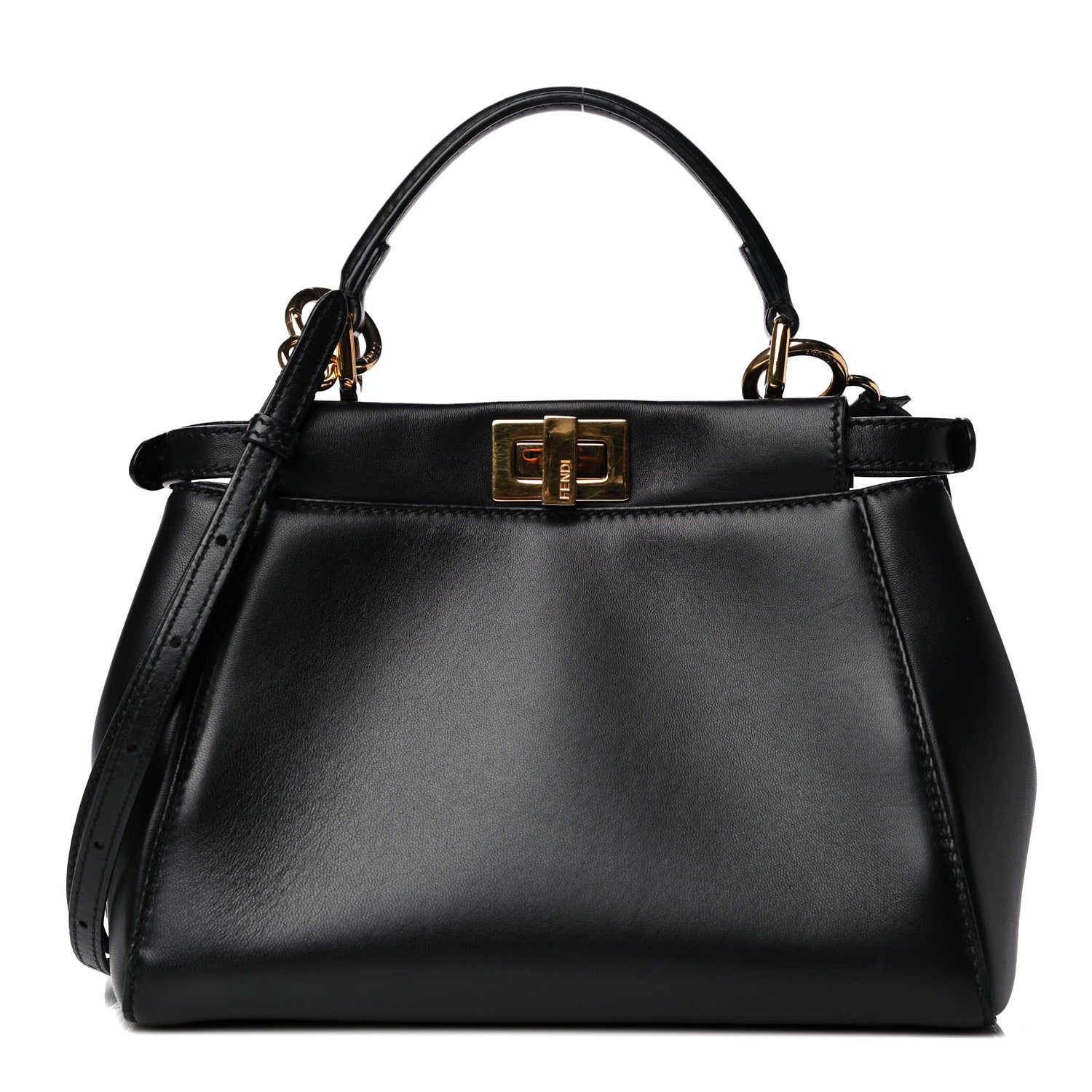 Fendi Nappa Mini Peekaboo Iconic Satchel Black 1 of 11