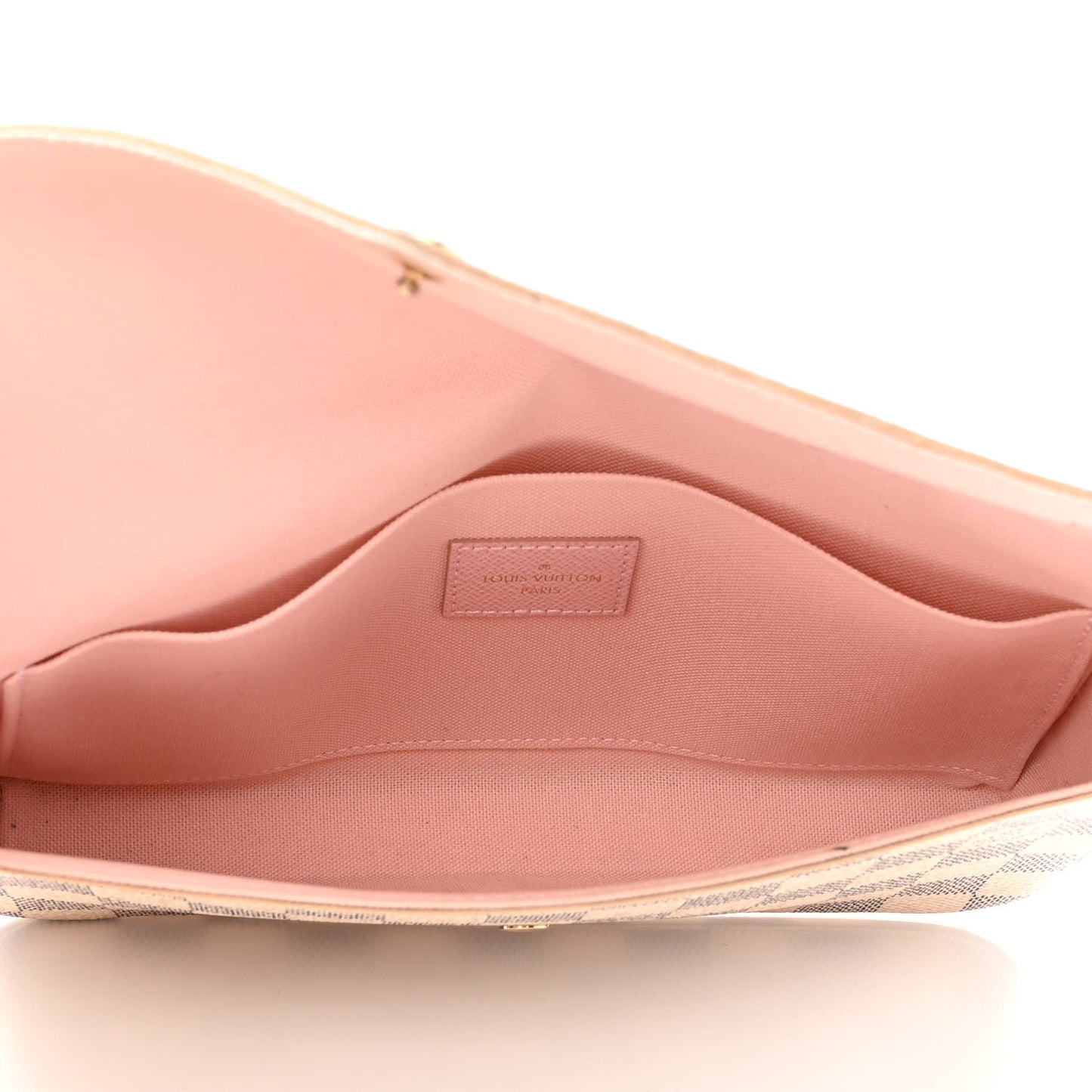 Damier Azur Pochette Felicie Chain Wallet Rose Ballerine