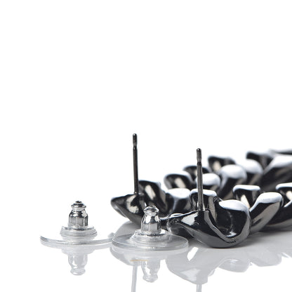 Chanel Metal CC Pick Drop Earrings Ruthenium 3 of 4