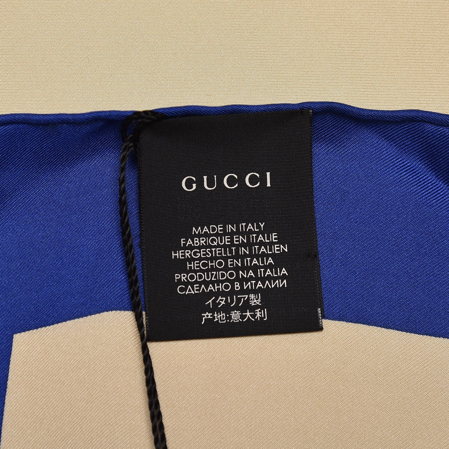 Gucci Silk Logo Square Scarf Ivory Blue 4 of 5