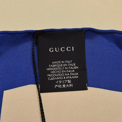 Gucci Silk Logo Square Scarf Ivory Blue 4 of 5