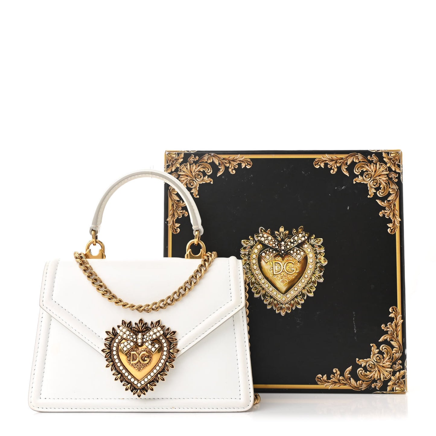Smooth Calfskin Small Devotion Envelope Top Handle Bag White