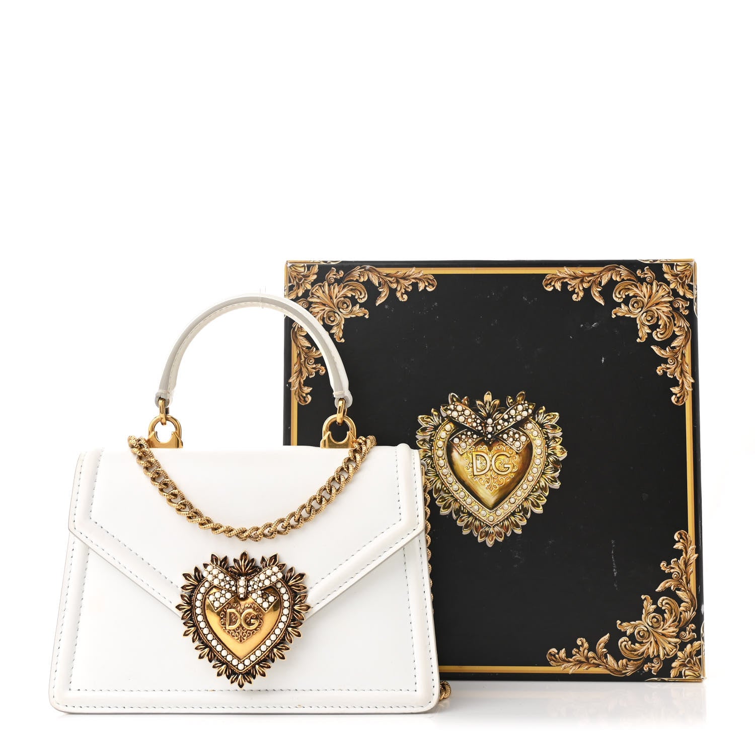 Dolce & Gabbana Smooth Calfskin Small Devotion Envelope Top Handle Bag White 13 of 13