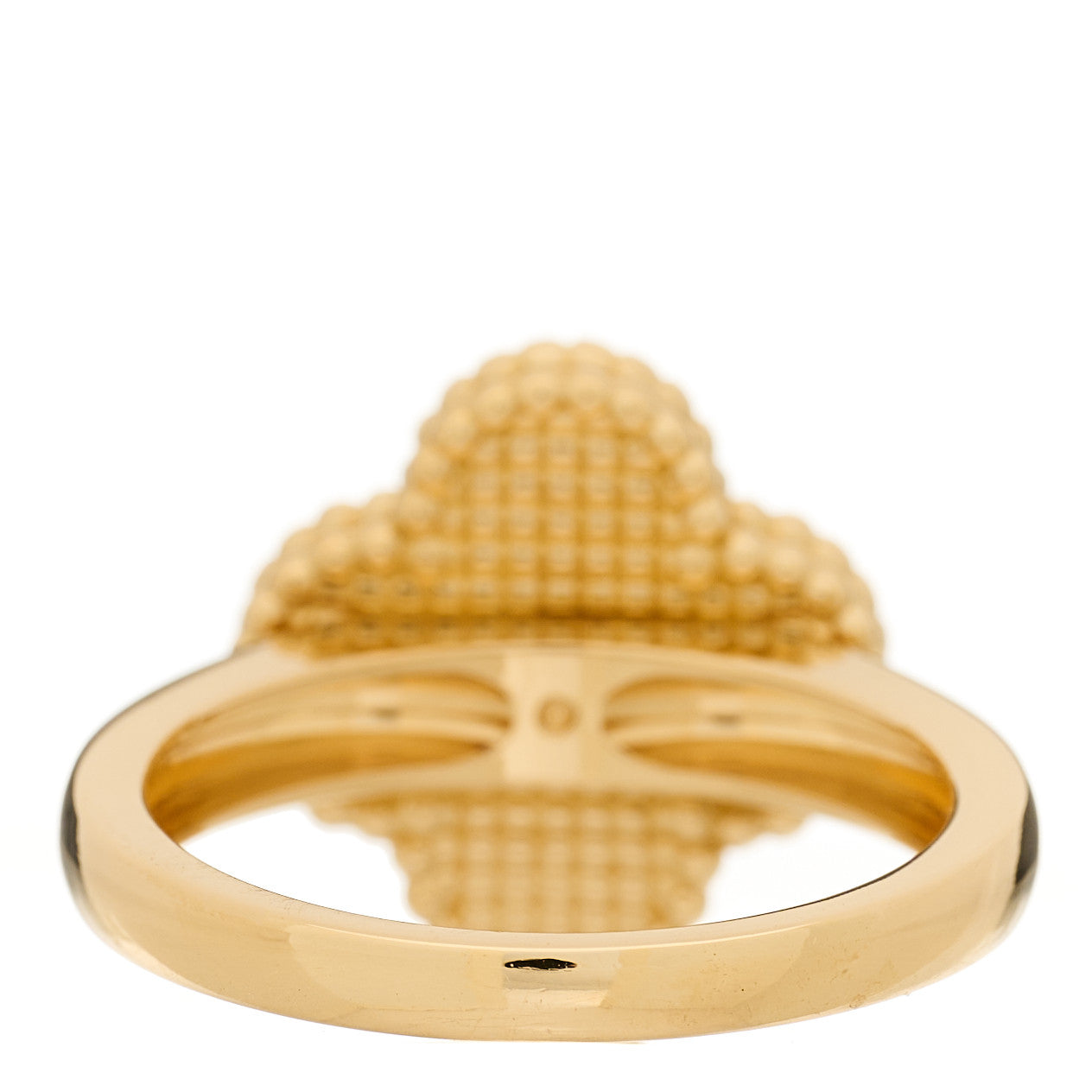 18K Yellow Gold Diamond Black Onyx Vintage Alhambra Ring 55 7.25