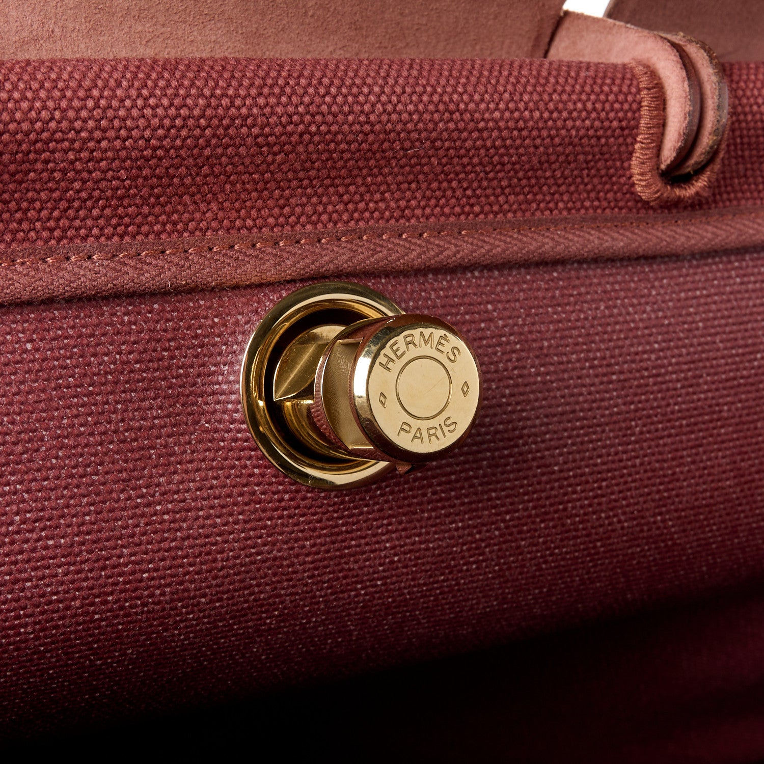 Hermes Toile Calfskin Herbag 39 GM Rouge H 7 of 20