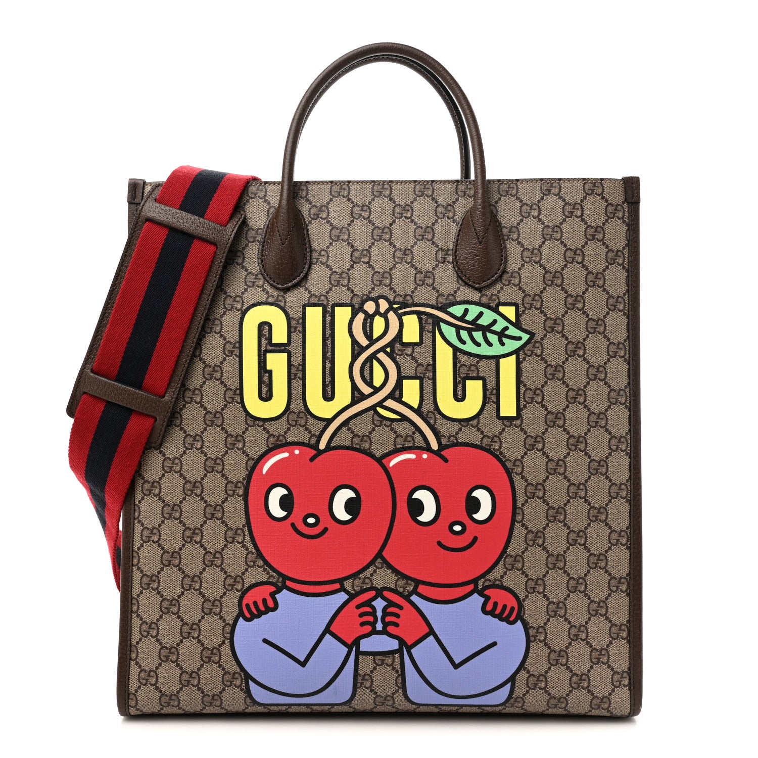 Gucci GG Supreme Monogram Cherry Marilyn Monoroe Tote Bag Beige Ebony New Acero Multicolor 1 of 13