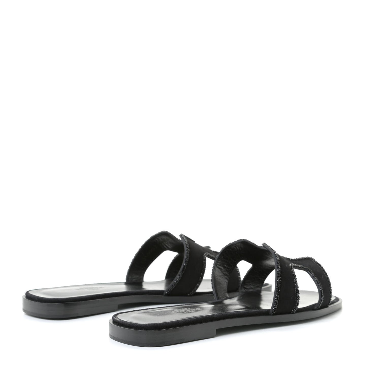 Suede Goatskin Crystal Oran Sandals 38 Black