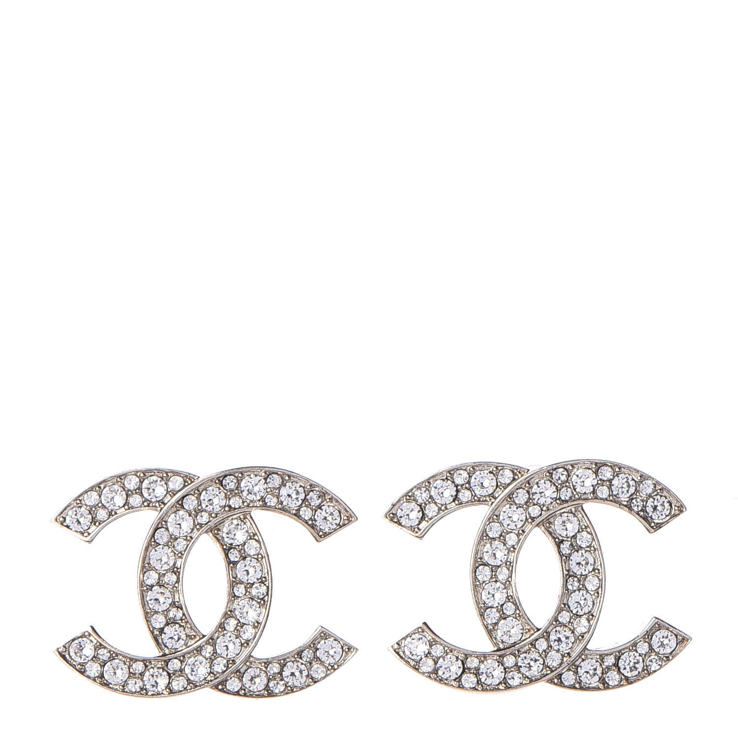 Chanel Crystal CC Large Stud Earrings Gold 1 of 5