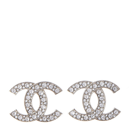 Chanel Crystal CC Large Stud Earrings Gold 1 of 5