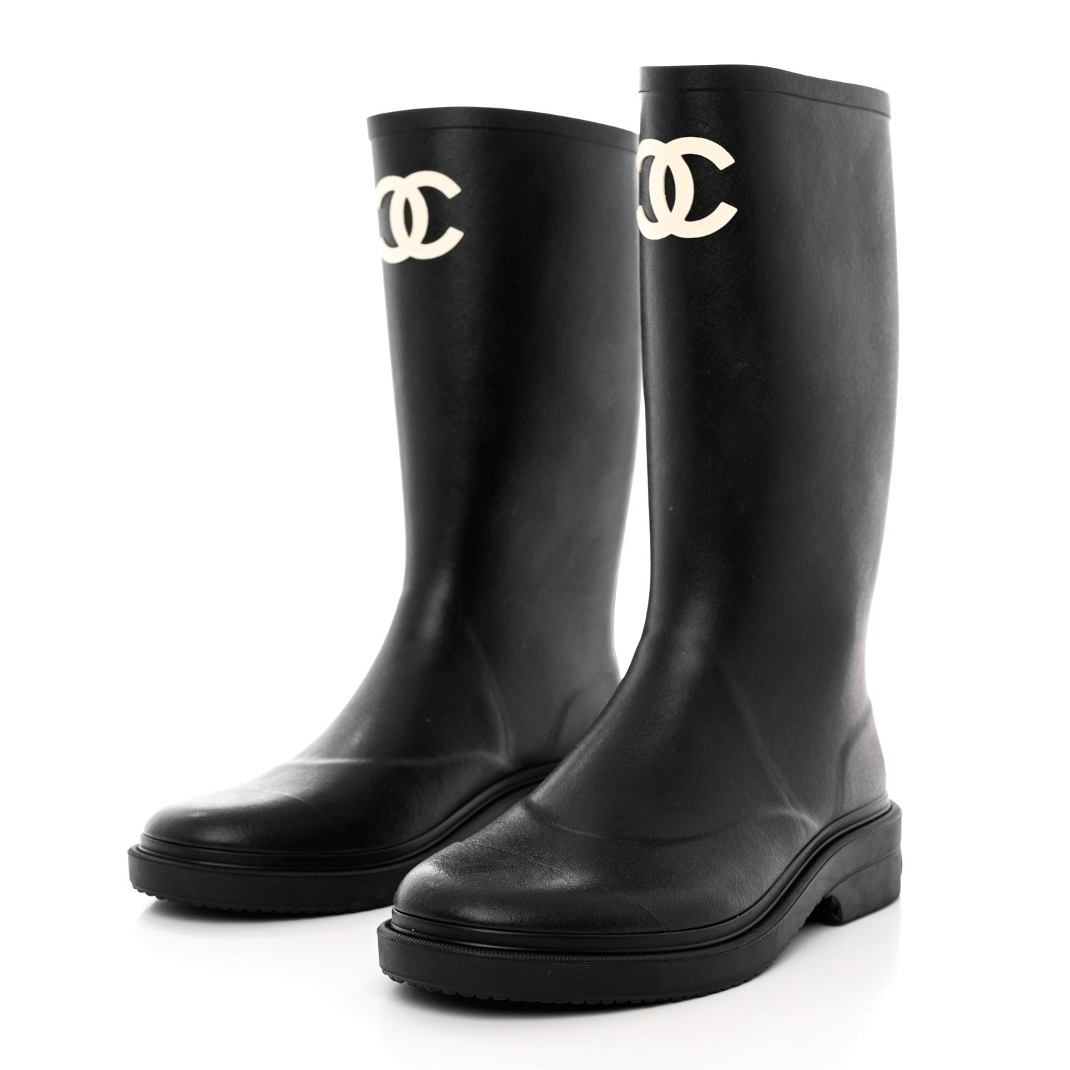 Chanel Caoutchouk CC High Boots 40 Black 3 of 12