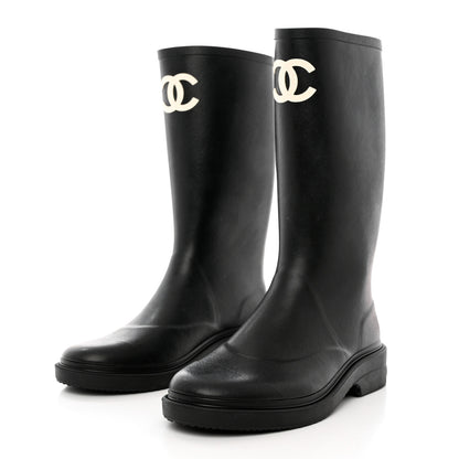 Chanel Caoutchouk CC High Boots 40 Black 3 of 12