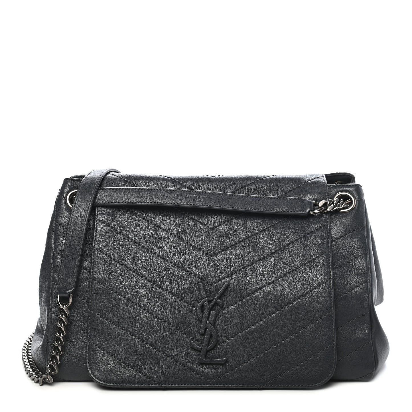 Vintage Lambskin Chevron Monogram Medium Nolita Dark Smog